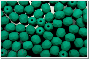 B�hm. Glasschliffperle, feuerpol., 4mm, white, alabaster, neon emerald, 50 Stk.